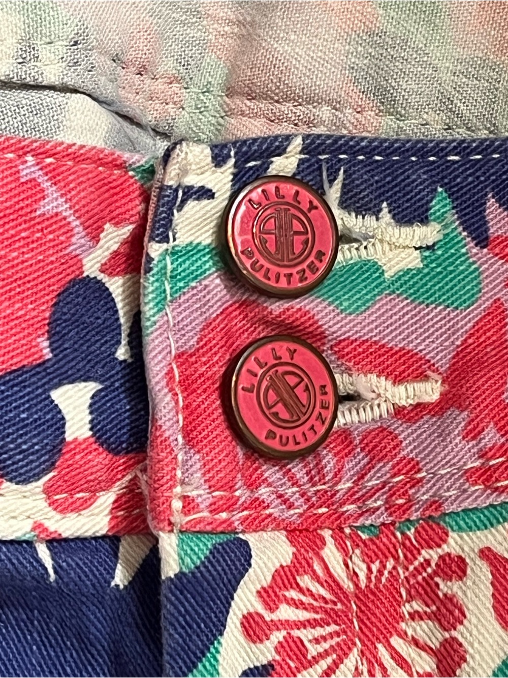 Lilly Pulitzer Worth Skinny Mini Floral Denim Sz 8